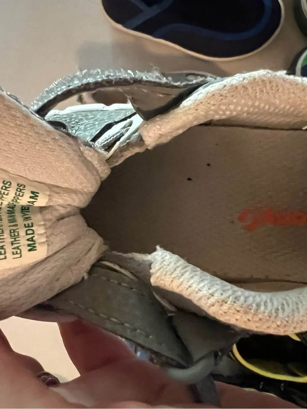 Saucony Kids Grey and White Athletic Sneakers with Orange Accent